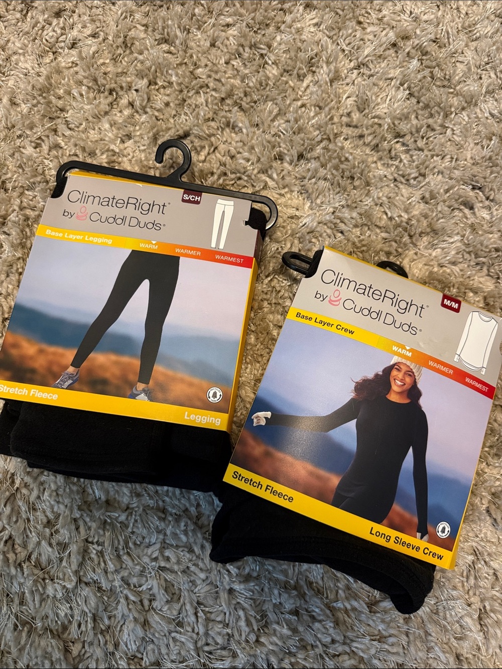 New! Cuddl Duds Women's Black Base Layer Leggings